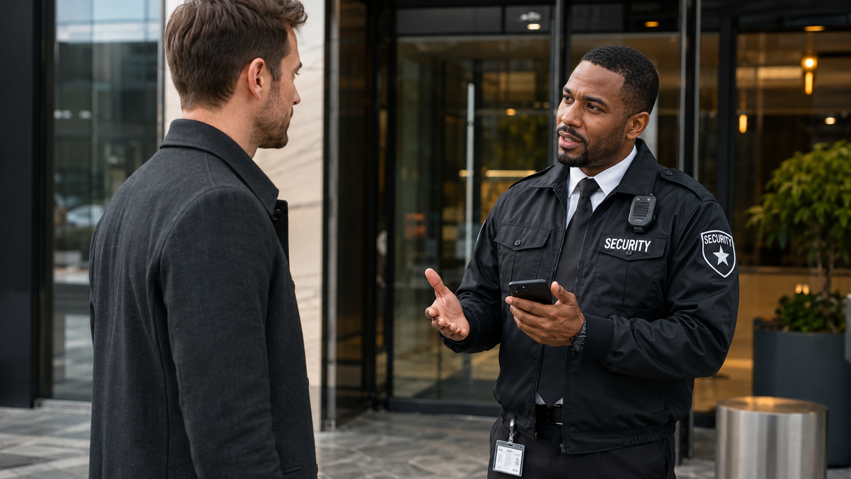 Security guard coordinating during property operations